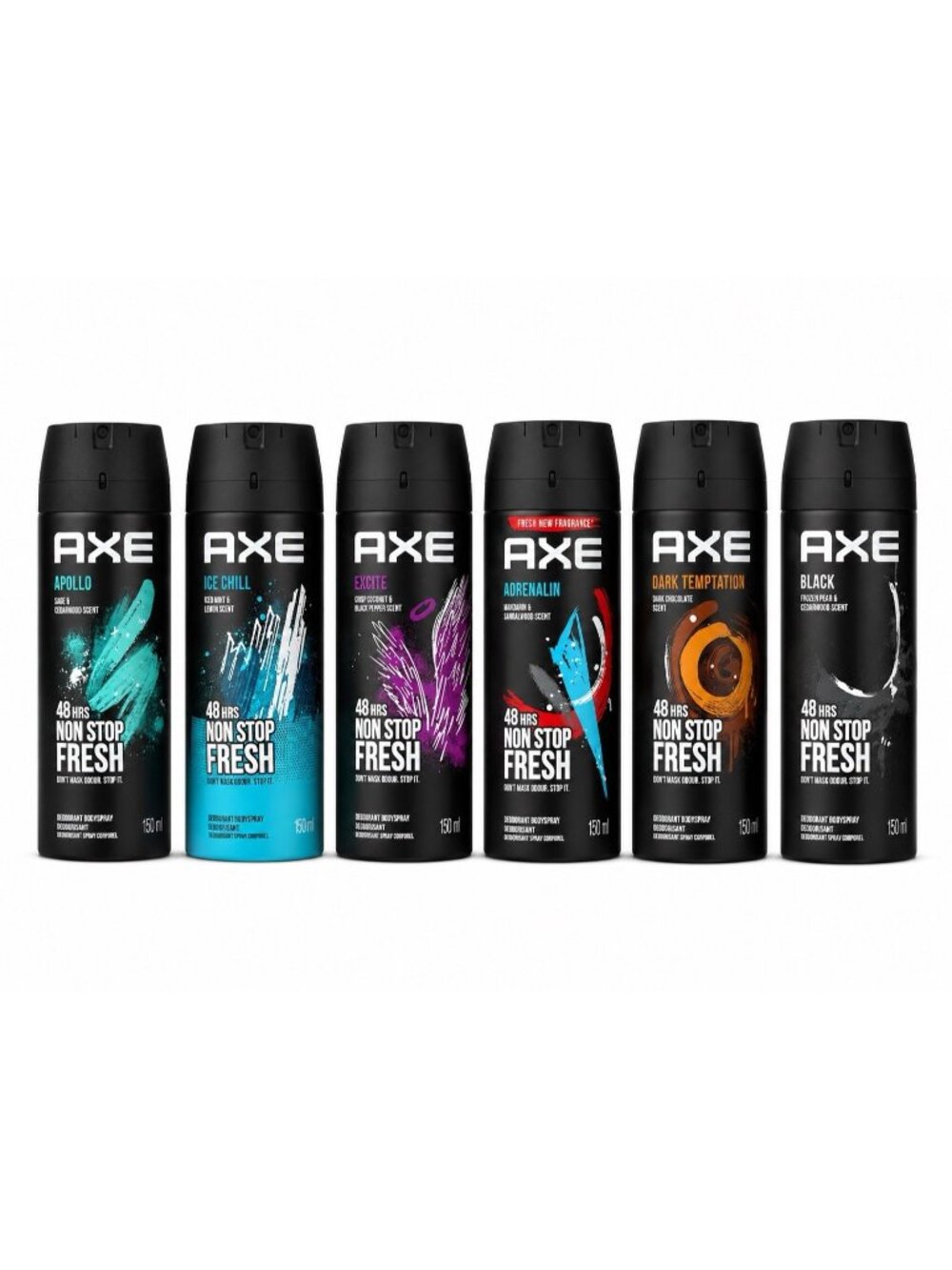 Axe Deodorant & Body Spray 48hr Non Stop Fresh 150ml Set 6